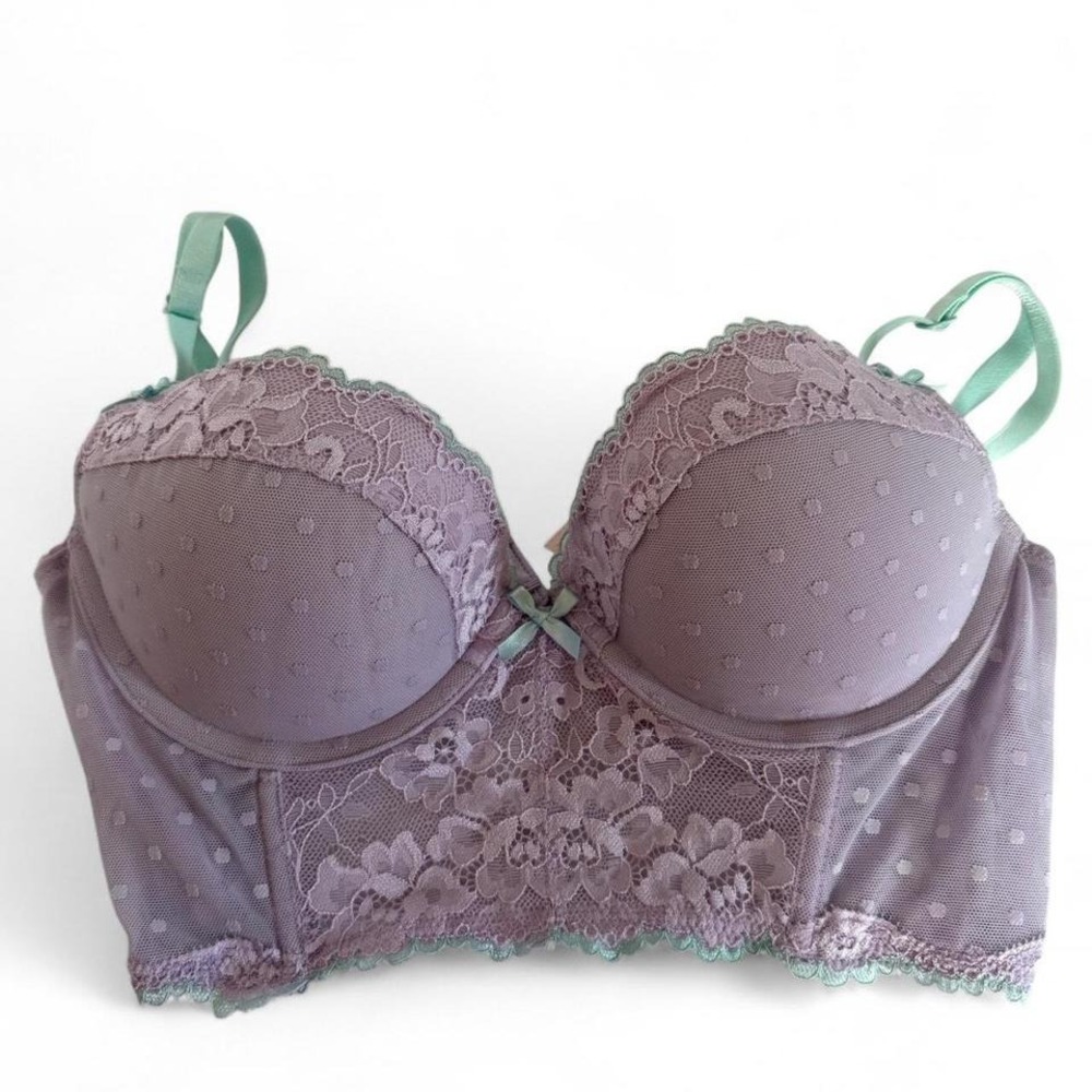 Victoria's Secret light purple demi‎ bra with teal straps